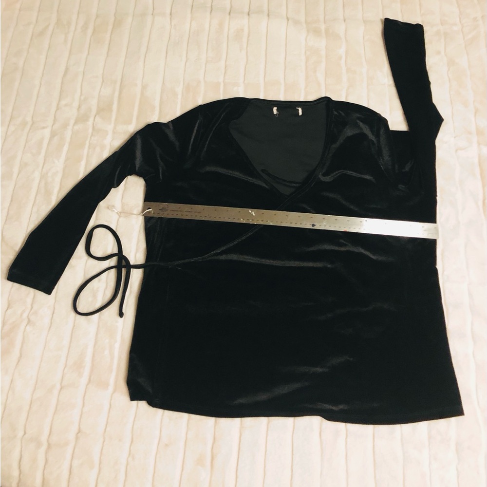 Chic Black Velvet Wrap Top